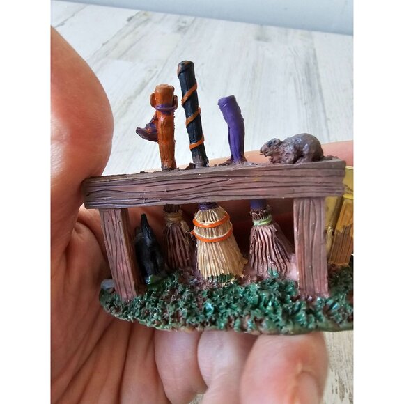 Lemax broom parking witch Halloween decor cat rat - Picture 4 of 6